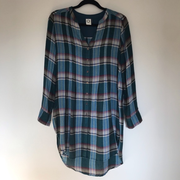 Anthropologie Akemi & Kin Lucie Plaid Green Tunic - Picture 6 of 9